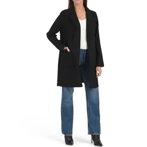 HUNTER & BROWN Black Long Sleeve Open Front Coat Duster XL NWT - Picture 2 of 4